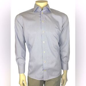 Eton Contemporary Fit Dress Shirt Blue/White Striped Twill Like New Size 41/16